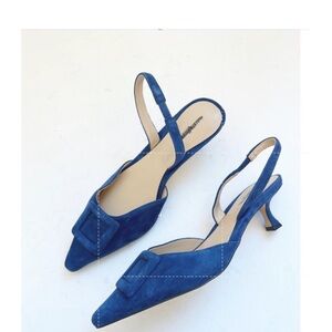 NWOB Ann Taylor Blue Suede Slingback Pumps 6.5